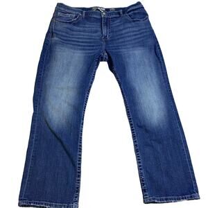 Buckle Bke Tyler‎ straight leg 38x26 faded cowboy denim jeans frayed farming